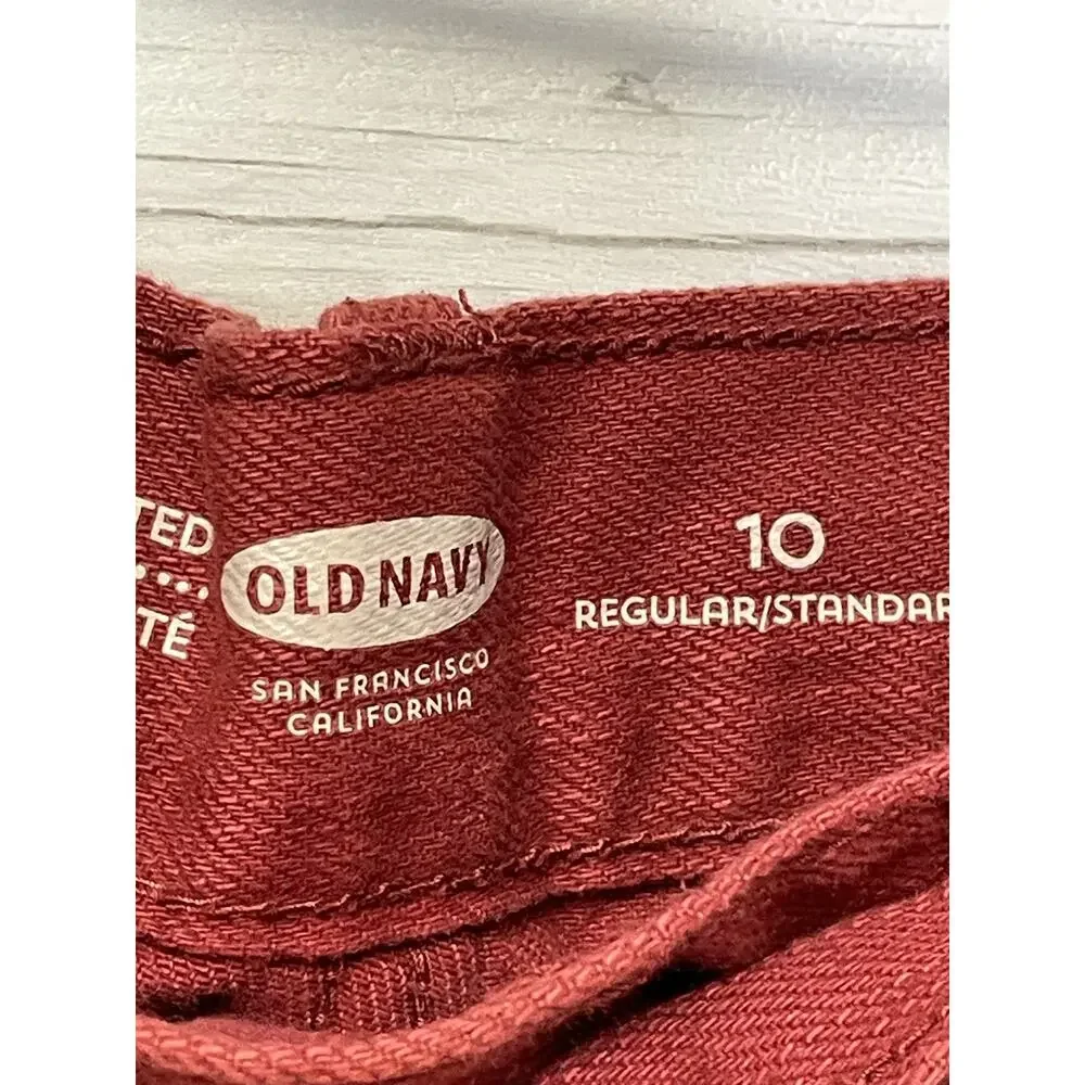 Old Navy Womens 10 Red Cutoff Distressed Shorts Frayed Hem‎ Cotton Sick Beets
